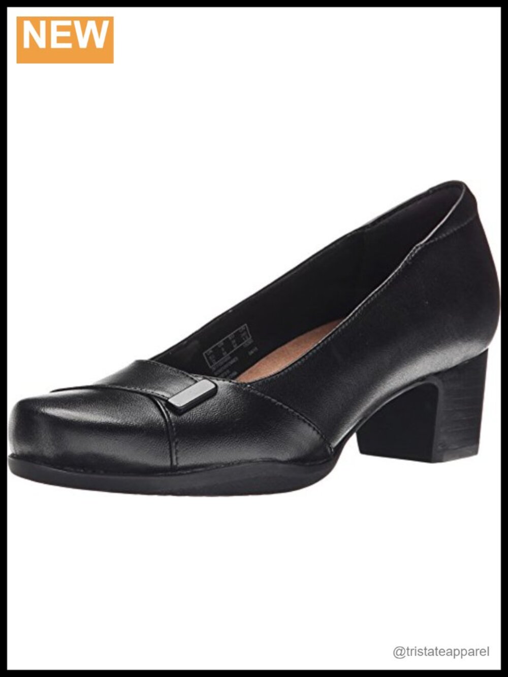 Clarks Leather Block Heel Pump Mary Jane Work Shoe